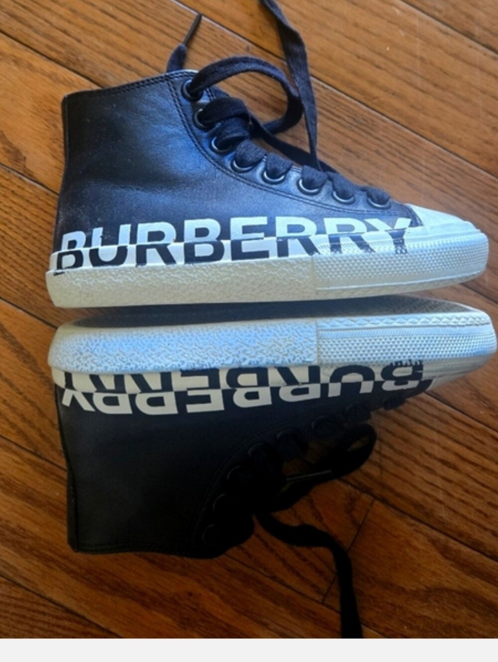 Burberry Black High-Top Logo Kids Sneakers